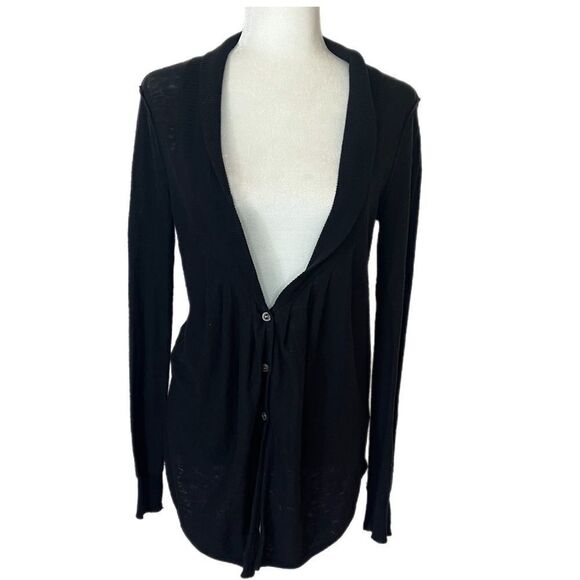 Free People Black Cardigan Sweater. Button Up, Gathered Back. Sz S. Good Cond! - Picture 1 of 15